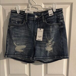 Judy Blue Ripped Denim Shorts - Indigo